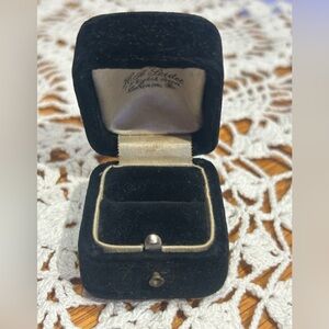 Vintage black velvet push button ring presentation box